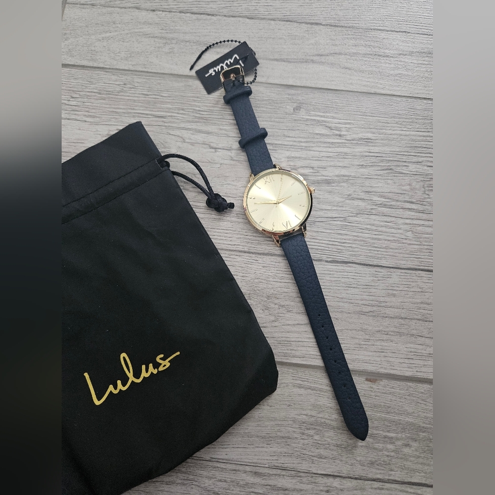 Lulu's Eon and On Navy and Gold Watch, New, comes with pouch